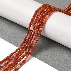 天然南赤瑪瑙ビーズ連売り  ラウンド  3~3.5mm  穴：0.6~0.7mm  約120~150個/連  15.16~15.55''（38.5~39.5センチメートル）&nbsp;G-B090-A04-03