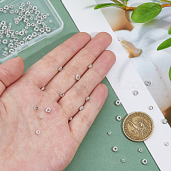 120個3スタイル真鍮ビーズ  長持ちメッキ  段ボール  925銀メッキ  2.5~5x1.5~2mm  穴：1~1.8mm  40個/スタイル&nbsp;KK-HS0015-40
