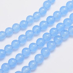 天然石&染め加工マレーシアジェイドビーズ連売り  ラウンド  ライトスカイブルー  6mm  穴：0.8mm  約64個/連  15インチ&nbsp;G-A146-6mm-A20