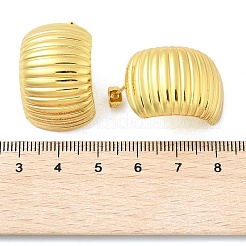 女性用304ステンレススチールスタッドピアス  長方形  ゴールドカラー  27x18.5mm&nbsp;EJEW-A125-59G
