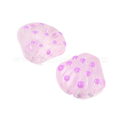 透明ガラスビーズ  手描きのビーズ  シェル形状  スミレ  18x18.5x10mm  穴：1.2mm&nbsp;GLAA-B024-02B