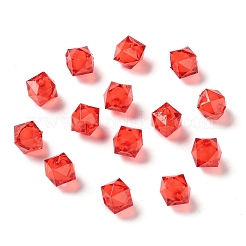 透明なアクリルビーズ  二層ビーズ  多面カットキューブ  ファイヤーブリック  10x9x9mm  穴：2mm  約1050個/500g&nbsp;TACR-S112-10mm-15