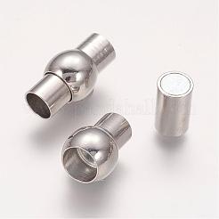 端が接着された真鍮のマグネットクラスプ  ニッケルフリー  オーバル  プラチナ  15.5~17x9mm  穴：5mm&nbsp;KK-G230-5mm-P-NF