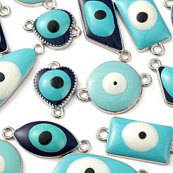 32Pcs 8 Style Platinum Alloy Enamel Links Connectors&nbsp;ENAM-LS0001-84