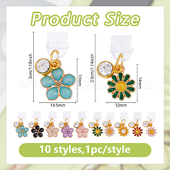 10 個のプラスチックモバイル防塵プラグ  花  合金エナメルペンダント付き  ミックスカラー  26~30mm  10個/セット&nbsp;HJEW-WH00148