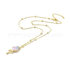 Synthetic Crystal Teardrop Pendant Necklace&nbsp;NJEW-G016-03B