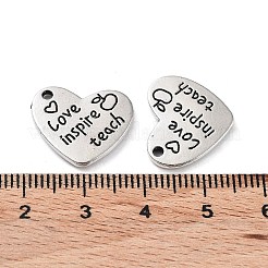 合金のチベット風チャーム  カドミウムフリー＆鉛フリー  ハート  アンティークシルバー  15x17.5x2mm  穴：1.5mm&nbsp;FIND-B028-09AS