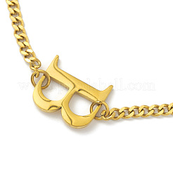 Ion Plating(IP) 304 Stainless Steel Initial Letter B Pendant Necklace with Curb Chains for Women&nbsp;NJEW-M199-02G