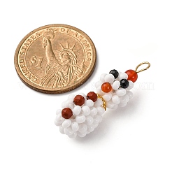 Christmas Glass Seed Beads Snowman Pendants&nbsp;PALLOY-MZ00789-02