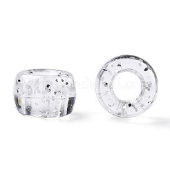 透明プラスチックビーズ  グリッターパウダー付き  バレル  透明  9x6mm  穴：3.8mm  約1900個/500g&nbsp;KY-T025-01-B10