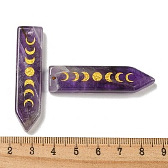 天然アメジストのムーンフェイズペンダント  矢印チャーム  49.5x12.5x6mm  穴：1.6mm&nbsp;G-C145-01G