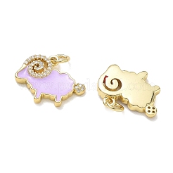 Brass Micro Pave Clear Cubic Zirconia with Enamel Pendants&nbsp;KK-CBAD872-16G