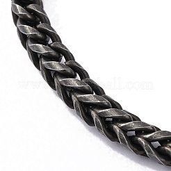 変色しにくい304ステンレススチールチェーンブレスレット  バヨネット留め金付き  ブラック  8-5/8インチ（220mm）  7x7mm&nbsp;BJEW-L631-42B