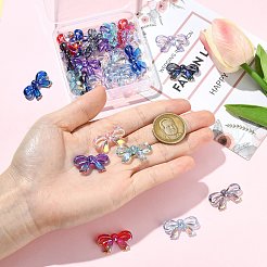 27色UVメッキ透明アクリルビーズ9個  虹色の  蝶結び  ミックスカラー  14.5x27x6mm  穴：1.8mm  3個/カラー&nbsp;OACR-CJ0002-80