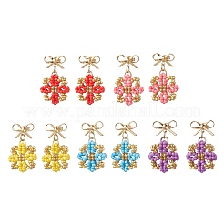 Glass Seed Beads Dangle Stud Earrings&nbsp;EJEW-MZ00702