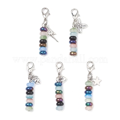 Imitation Jade Glass Rondelle Pendant Decorations&nbsp;HJEW-JM04354