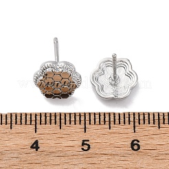 真鍮製スタンドピアス  花  プラチナメッキ  10x9mm&nbsp;EJEW-D288-15P