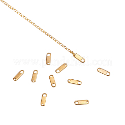 50本のステンレス鋼チェーンエクステンダーコネクター  長方形  ゴールドカラー  11x3.5x1mm  穴：1.1mm&nbsp;STAS-CJ0001-181