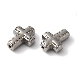 変色しない304ステンレススチールビーズ  クロス  ステンレス鋼色  15x11x5mm  穴：1.6mm&nbsp;STAS-I305-185P