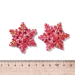 不透明 UV メッキ 虹色アクリル シャンデリア コンポーネント リンク  スノーフレーク  レッド  46x40.5x6.5mm  穴：2mm&nbsp;PACR-D288-10
