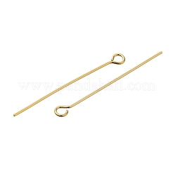 真鍮製アイピン  鉛フリー＆カドミウムフリー  24KGP本金メッキ  30x3x0.6mm  穴：1.8mm&nbsp;KK-H502-02E-G