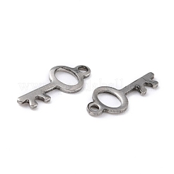 変色しにくい201ステンレススチールペンダント  キー  ステンレス鋼色  15x6.5x0.8mm  穴：1.4mm&nbsp;STAS-K217-54