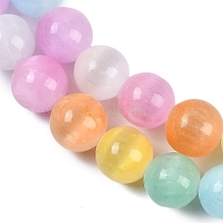マカロンカラーの天然セレナイトビーズ連売り  染め  ラウンド  グレードAB  カラフル  8.5mm  穴：1mm  約48個/連  15.43~15.55インチ（39.2~39.5cm）&nbsp;G-F780-A01-02