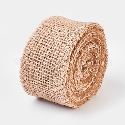 リネンロール  クラフト作りのためのジュートリボン  バリーウッド  4cm&nbsp;OCOR-WH0027-B-01