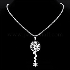 304 Stainless Steel Hecate's Wheel Key Pendant Necklaces for Women&nbsp;FS-WG4FA44-01