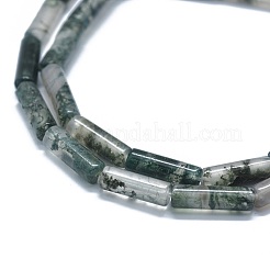 天然石モスアゲートビーズ連売り  コラム  11~15x3.5~4.5mm  穴：1~1.2mm  約28~30個/連  15.1~15.9インチ（38.5~40.5cm）&nbsp;G-F631-D30