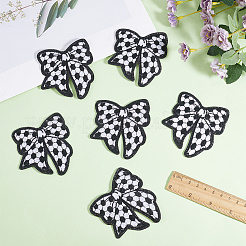 ポリエステル刺繍糸アイロン接着/縫い付けパッチ9個  布のアップリケ  蝶結び  ブラック  75x78x1.5mm&nbsp;PATC-CY0001-62