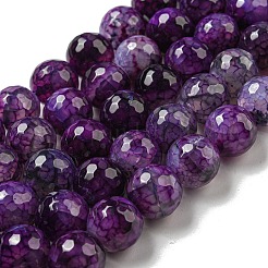 Faceted Natural Dragon Veins Agate Beads Strands&nbsp;G-F447-12mm-P09