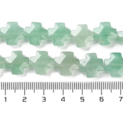 天然石グリーンアベンチュリンビーズ連売り  多面カット  クロス  12~13x12~12.5x5~6mm  穴：1.4mm  約17個/連  8.27インチ（21cm）&nbsp;G-K357-C11-01