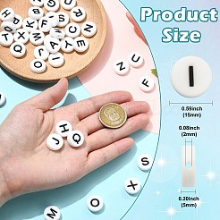 シリコンビーズ  レターズ  焦点ビーズ  ホワイト  15x5mm  穴：2mm  26個/セット&nbsp;SIL-CJC0031-002