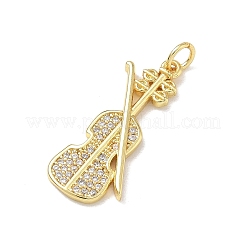 Brass Micro Pave Clear Cubic Zirconia Pendants&nbsp;KK-D289-01G-09