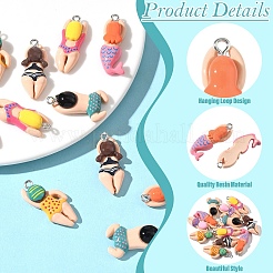 12Pcs 6 Styles Plastic Pendants&nbsp;KY-YW0002-21