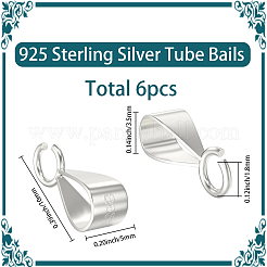 スターリングシルバーチューブベイル6個925個  ループベイル  三角形  プラチナ  10x5x3.5mm  穴：1.8mmと5.5x4mm&nbsp;STER-SC0001-64P