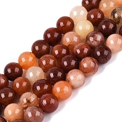 天然の金色のシルク翡翠ビーズ連売り  スムーズなラウンド  8~8.5mm  穴：0.8~1mm  約44~47個/連  14.37~15.35インチ（36.5~39cm）&nbsp;G-Q601-13A-05