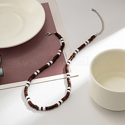Adjustable Bohemian Polymer Clay and Wood Heishi Beaded Necklaces for Men&nbsp;TL5512
