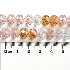 ガラスビーズ連売り  多面カット  ロンデル  パールピンク  10x8mm  穴：1mm  約63~65個/連  19.2~20インチ（48~50cm）&nbsp;EGLA-A034-M10mm-23