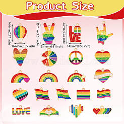 42Pcs Rainbow Flag Charm Pendant Enamel Flag Heart Love Balloon Charm Alloy Enamel Pendant for Jewelry Necklace Earring Making Crafts&nbsp;JX596A
