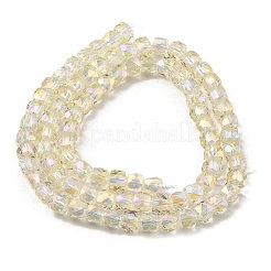 電気メッキ透明ガラスビーズ連売り  多面カット  キューブ  シャンパンイエロー  5x5x5mm  穴：1mm  約83~84個/連  15.43~15.63インチ（39.2~39.7cm）&nbsp;GLAA-C029-03A-02