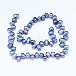 天然養殖淡水パールビーズ連売り  ポテト  藤紫色  7~11x7~8mm  穴：0.8mm  約59個/連  14.7インチ（36cm）&nbsp;PEAR-G004-03B-01A-X