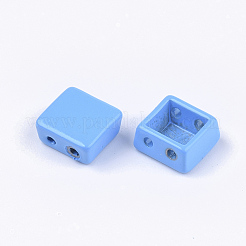 スプレー塗装合金マルチ連リンク  タイル弾性ブレスレット作り用  正方形  コーンフラワーブルー  8x8x4mm  穴：1.2mm&nbsp;PALLOY-T068-08-49