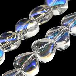 Ab カラーメッキ電気メッキ透明ガラスビーズ連売り  ハート  クリアAB  5.5x6x4mm  穴：0.9mm  約110個/連  23.23インチ（59cm）&nbsp;X-EGLA-G037-09A-AB02