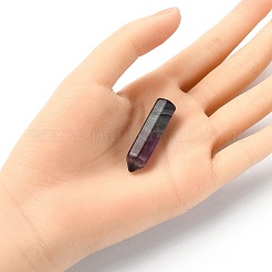 天然蛍石の先の尖ったビーズ  穴なし/ドリルなし  多面カット  弾丸  37~41x10mm&nbsp;G-YW0001-40