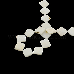 ひし形の天然海シェルビーズ連売り  10~12x10~12x2.5~3mm  穴：1mm  約38個/連  15.3インチ&nbsp;SSHEL-F290-08A