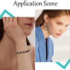 ガーナ、ジャマイカ、レゲエストライプ樹脂ビーズ200個  ラウンド  カラフル  8x7mm  穴：1.6mm&nbsp;RESI-SP0001-05