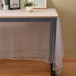 ナイロンメッシュ生地  アクリル模造パールビーズ付き  ドレス衣装の装飾用  ショッキングピンク  150x0.01cm&nbsp;DIY-WH0349-89B