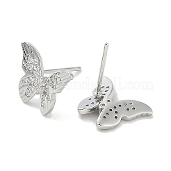 Rack Plating Brass Micro Pave Clear Cubic Zirconia Stud Earrings for Women&nbsp;EJEW-M260-13P-A